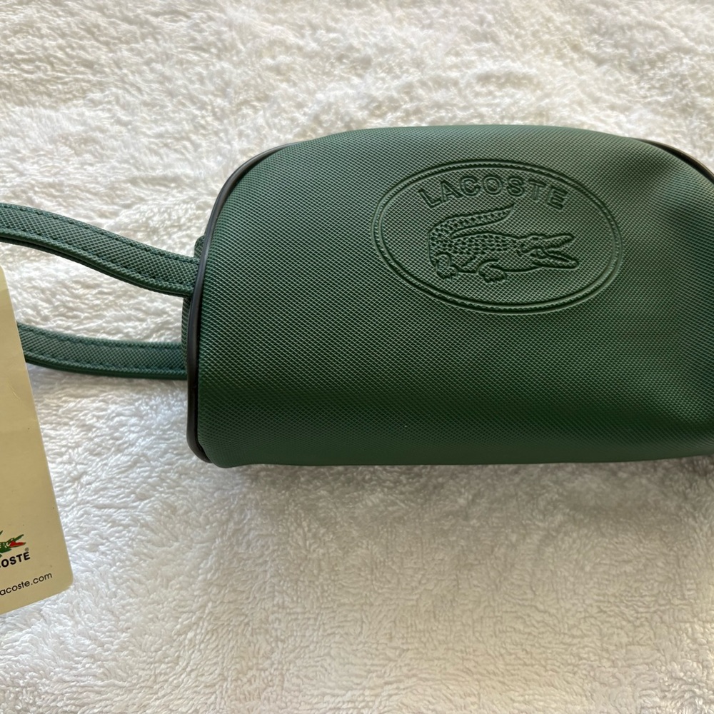 Lacoste Dark Green Toiletry Pouch with Embossed Croc